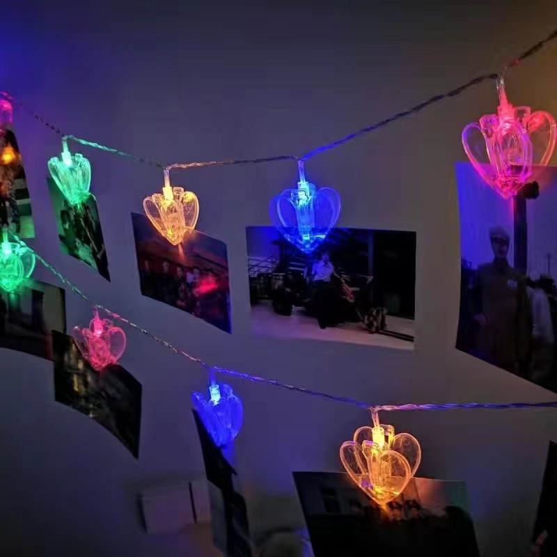 LED clip luz cadena foto clip color luz caja de batería con control remoto Fondo decoración de la pared colgante luz fiesta diseño transfronterizo
