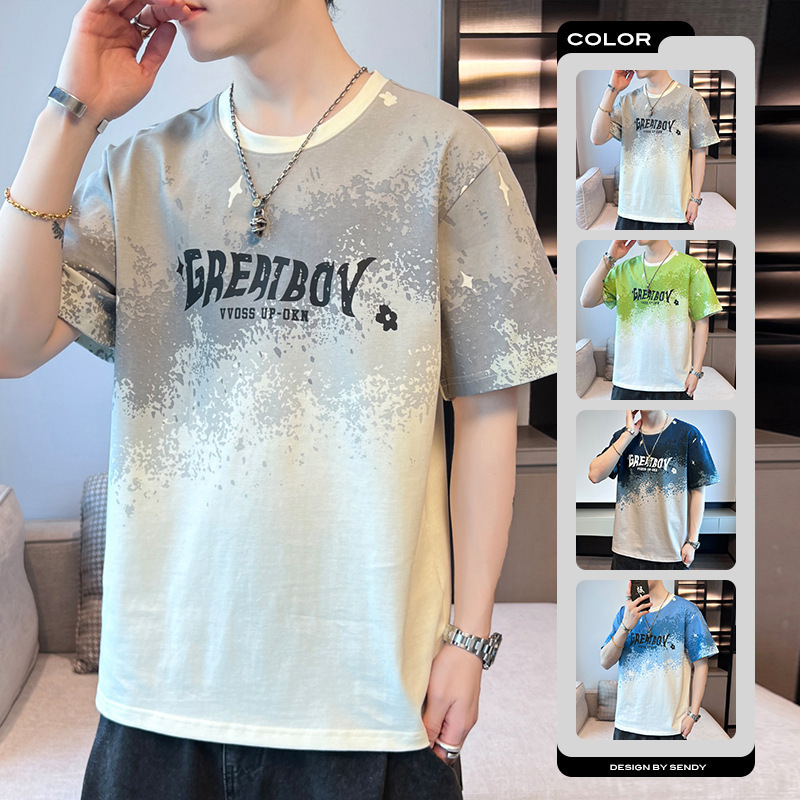 Adolescentes de manga corta para hombres 2024 nuevo algodón de verano japonés tendencia suelta versátil camiseta de hombre media manga casual