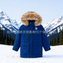 新款MLB洋基队2代NY中长款工装连帽大毛领男女情侣同款加厚羽绒服