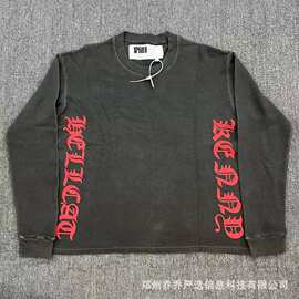 24SS秋新款sp5dre欧美潮牌刺绣字母标语logo蜘蛛网宽松休闲百搭