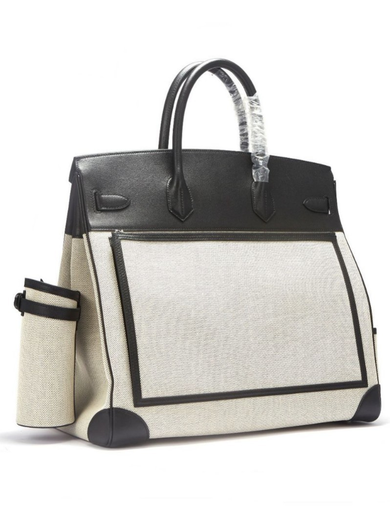 Bolsa de platino directa de fábrica Hac40 bolsas de viaje de color blanco y negro de gran capacidad pulsera de cuero de vaca real de hilo portátil