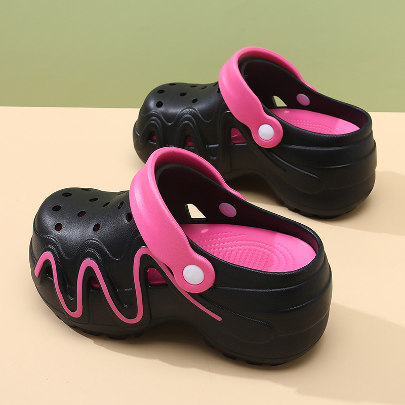 Zapatos con agujeros de suela gruesa para mujer, sandalias de pies transpirables y no malolientes, aumento de verano, sensación de alta calidad antideslizante, arrastre de EVA Baotou