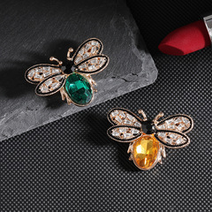 高檔氣質復古水晶小蜜蜂胸針高級感鑲玻璃鋯滴油別針胸花批髮飾品