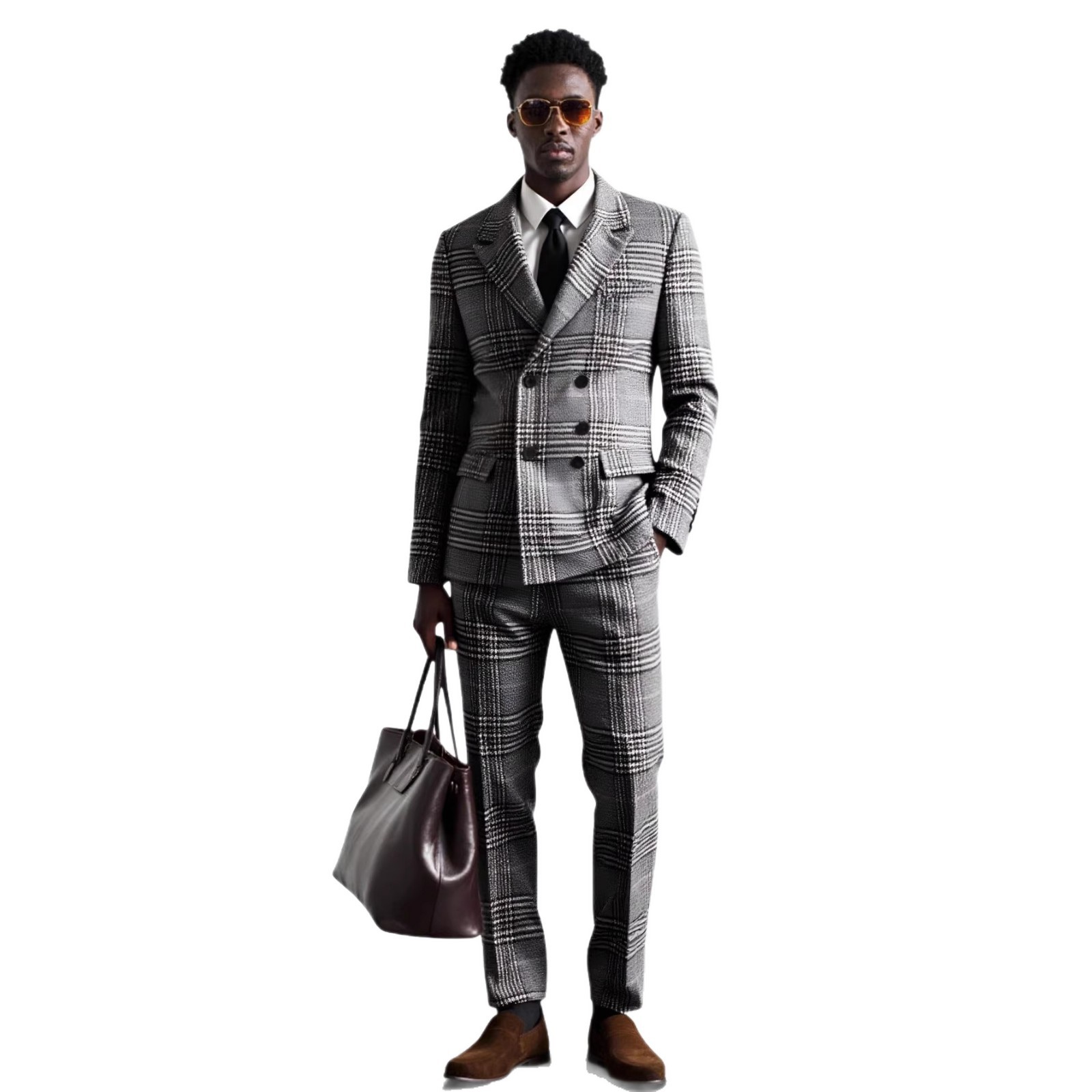2026 Foreign Trade Cross-Border European And American Men's Light Business Banquet Double-Breasted Plaid Suit 240810_voghion.com