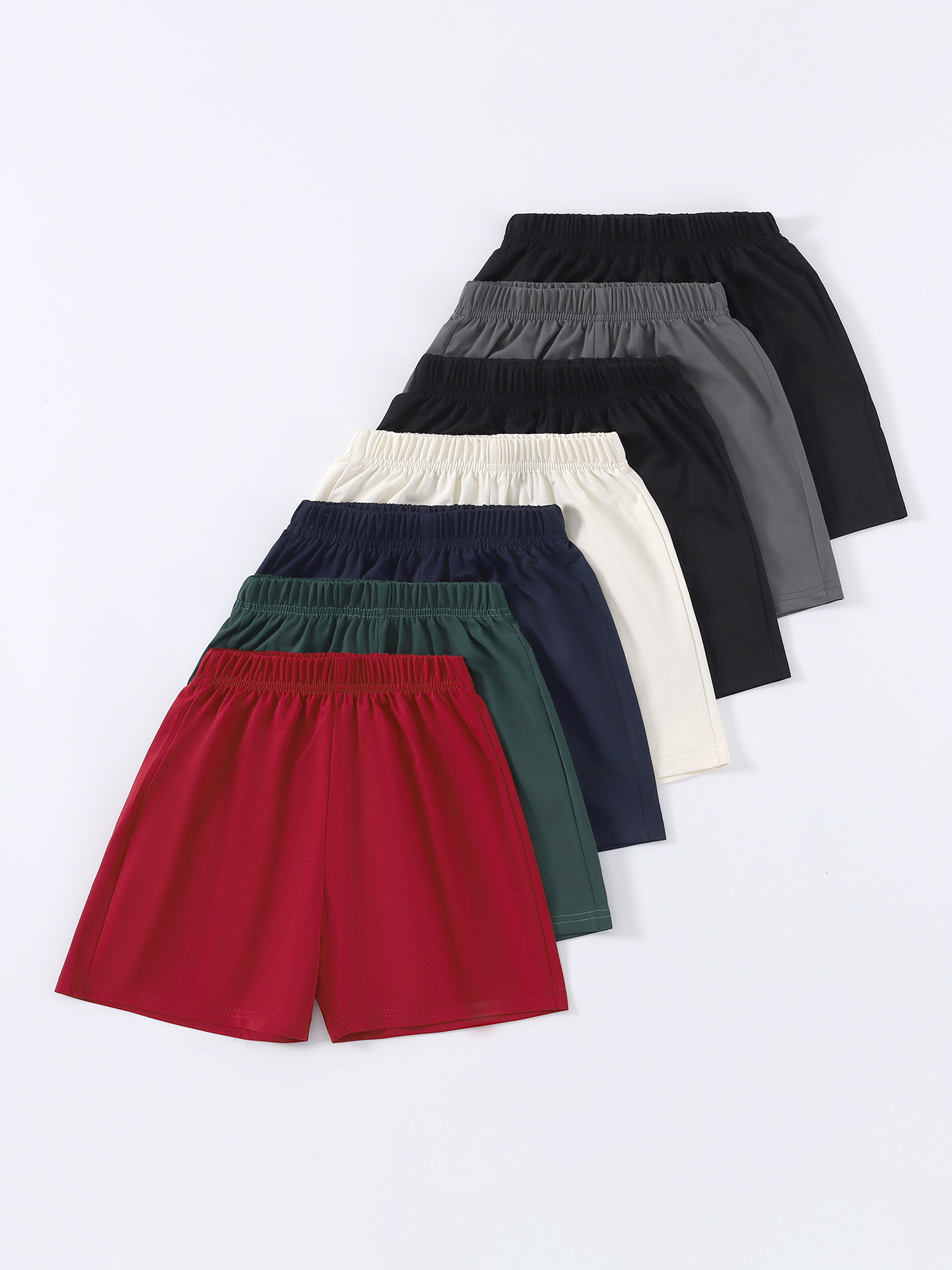 Kids Elastic Waist Shorts Solid Color Summer Wear