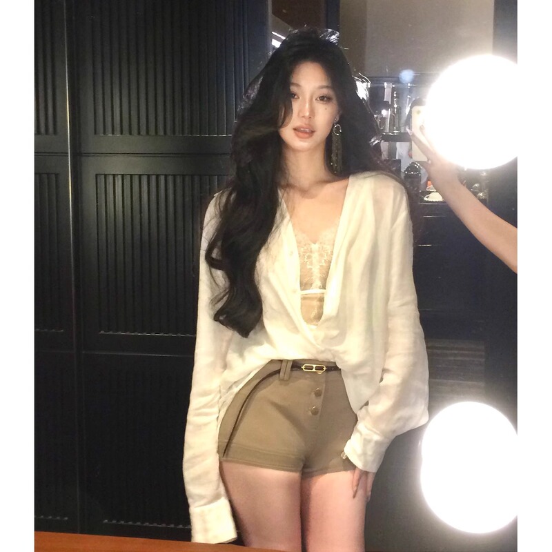 [No-Makeup Look Shirt] High-Quality Linen Solid Color Shirt with a Slimming Effect, Elegant and Relaxed Style, New Spring/Summer Women's Shirt