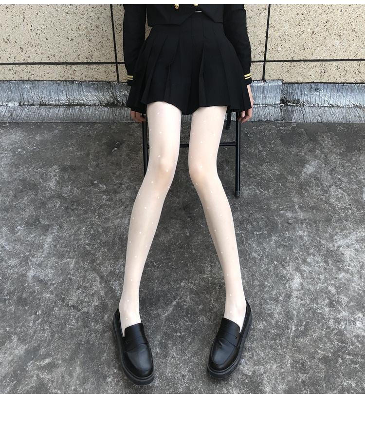 Trendy Polka Dot & Bow Sheer Pantyhose - Sexy Lace Tights With Heart & Dot Patterns, Ultra-Thin 10d Stockings For Women, Multiple Styles_voghion.com