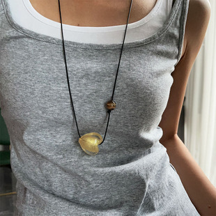New Coloured Glaze Love Design Sense Niche Long Necklace with Fashion Ins Simple Heart High-end Sense Woolen Chain