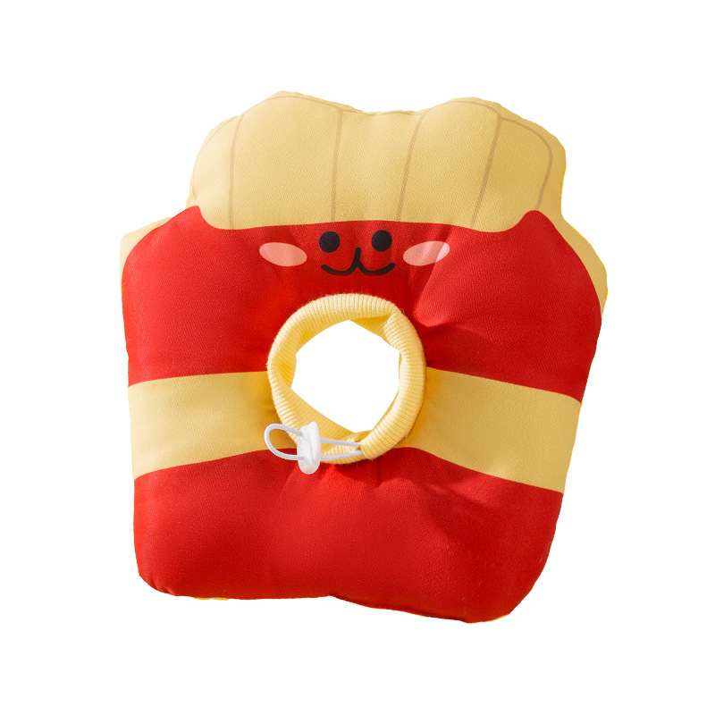Círculo de vergüenza de gato Papas fritas de dibujos animados con forma de mascota Anillo de Elizabeth Esterección posoperatoria Collar anti-lamido y anti-mordedura
