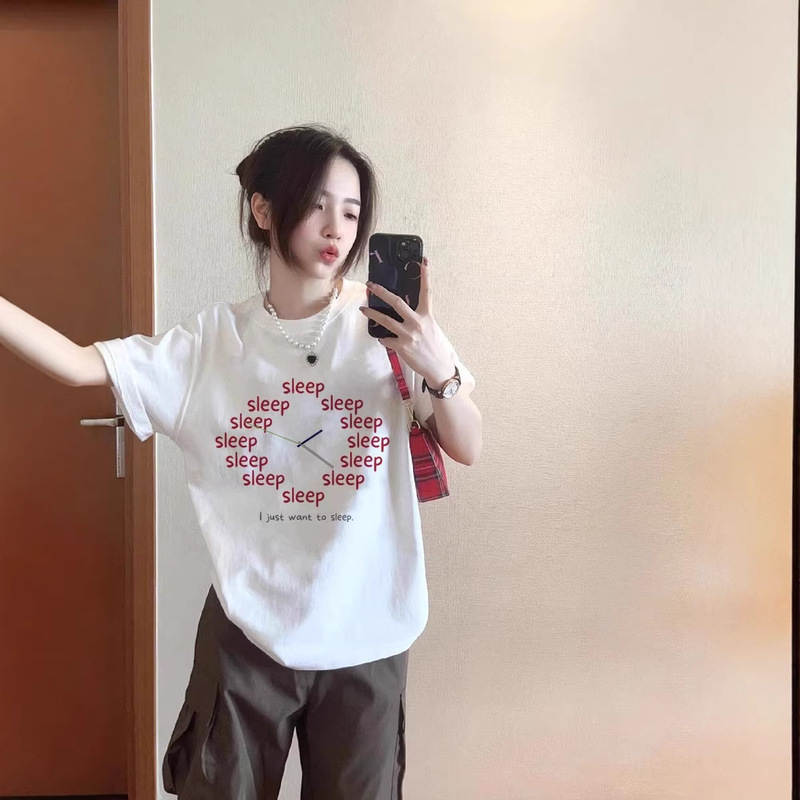 White Pure Cotton Short-Sleeve T-Shirt for Women, Summer 2026 New Popular Style, Loose Design, Niche Fashion, Versatile Top White Pure Cotton Short-Sleeve T-Shirt for Women, Summer 2026 New Popular Style, Loose Design, Niche Fashion, Versatile Top