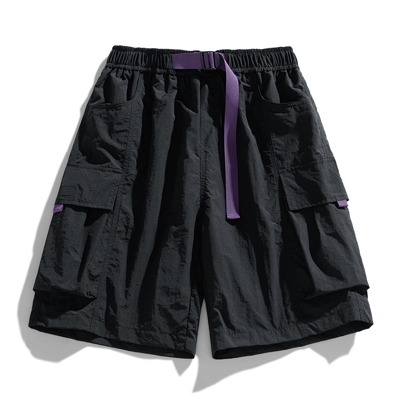 Pantalones cortos de herramientas estadounidenses de pájaro carpintero, nuevos modelos de verano para hombres y mujeres, bolsillos grandes, pantalones deportivos de seda de hielo de gran tamaño sueltos