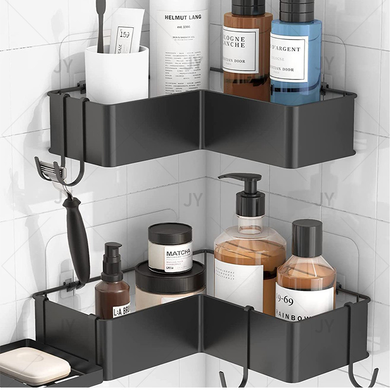 Cross-border non-perforated wall-mounted bathroom corner rack iron toilet household toiletries storage rack wholesale