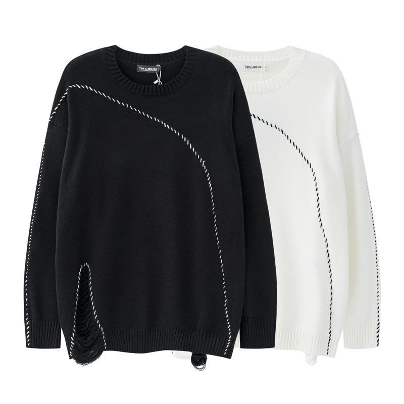 Men's Clothing Spring and Autumn Street simple split sweater men's and women's ins Fashion brand all-match lazy style sweater_voghion.com