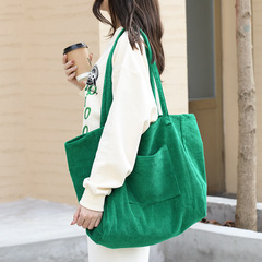 Korean Vintage Corduroy Underarm Bag with Ins Artistic Style, Large Capacity Handheld Tote Bag, Popular Fashion Canvas Single Shoulder Women's Bag