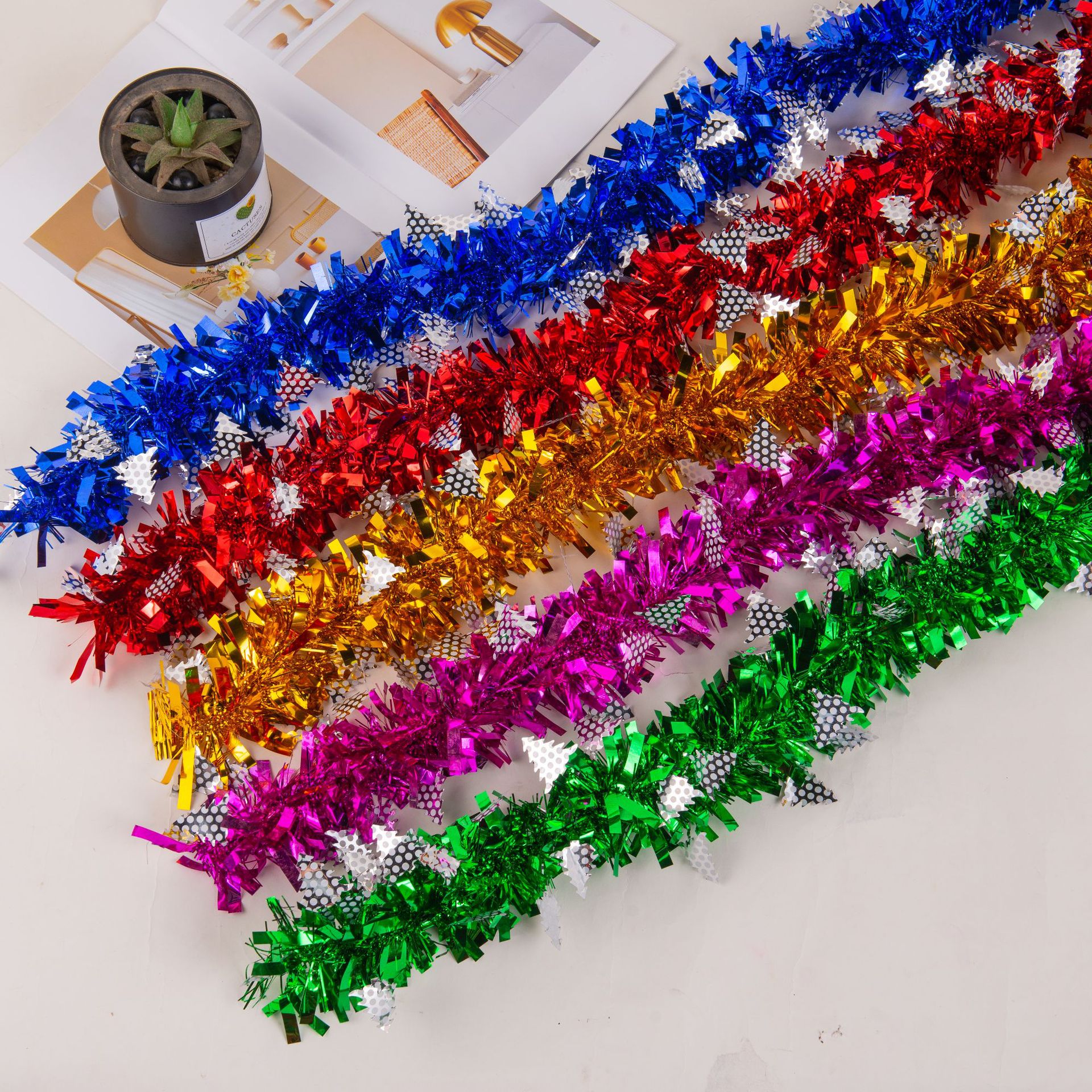 comercio exterior transfronterizo árbol de Navidad colgante espuma cifrado engrosado 9cm 5 capas 2m barra de color de decoración de Navidad tira de color