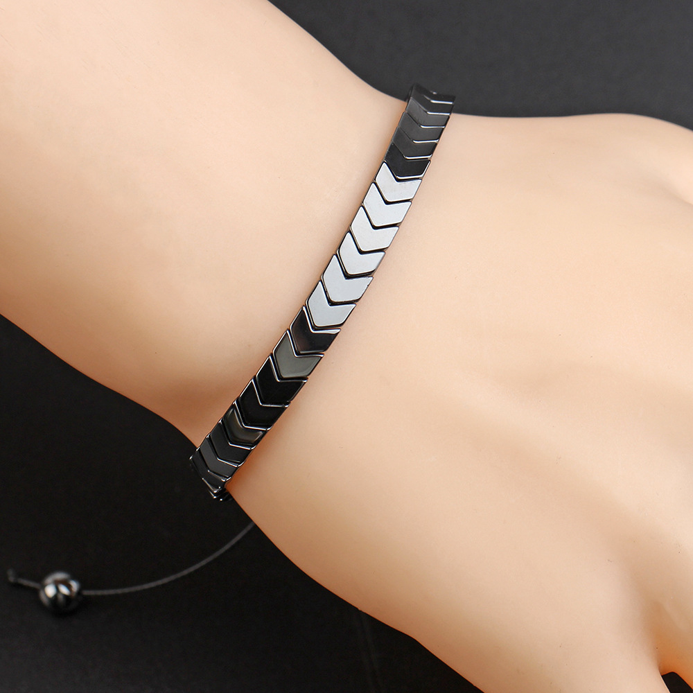 Geometric, Heart Shape Pattern Men's Gender Casual Geometric Heart Shape Haematite Men's Bracelets Men's Chain Bracelets