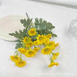7叉洋甘菊花小把花仿真花波斯菊小野菊假花家居工程装饰花束批发