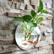 花瓶透明水养壁挂水培挂壁植物居家创意悬挂器皿花盆绿萝挂墙圆形
