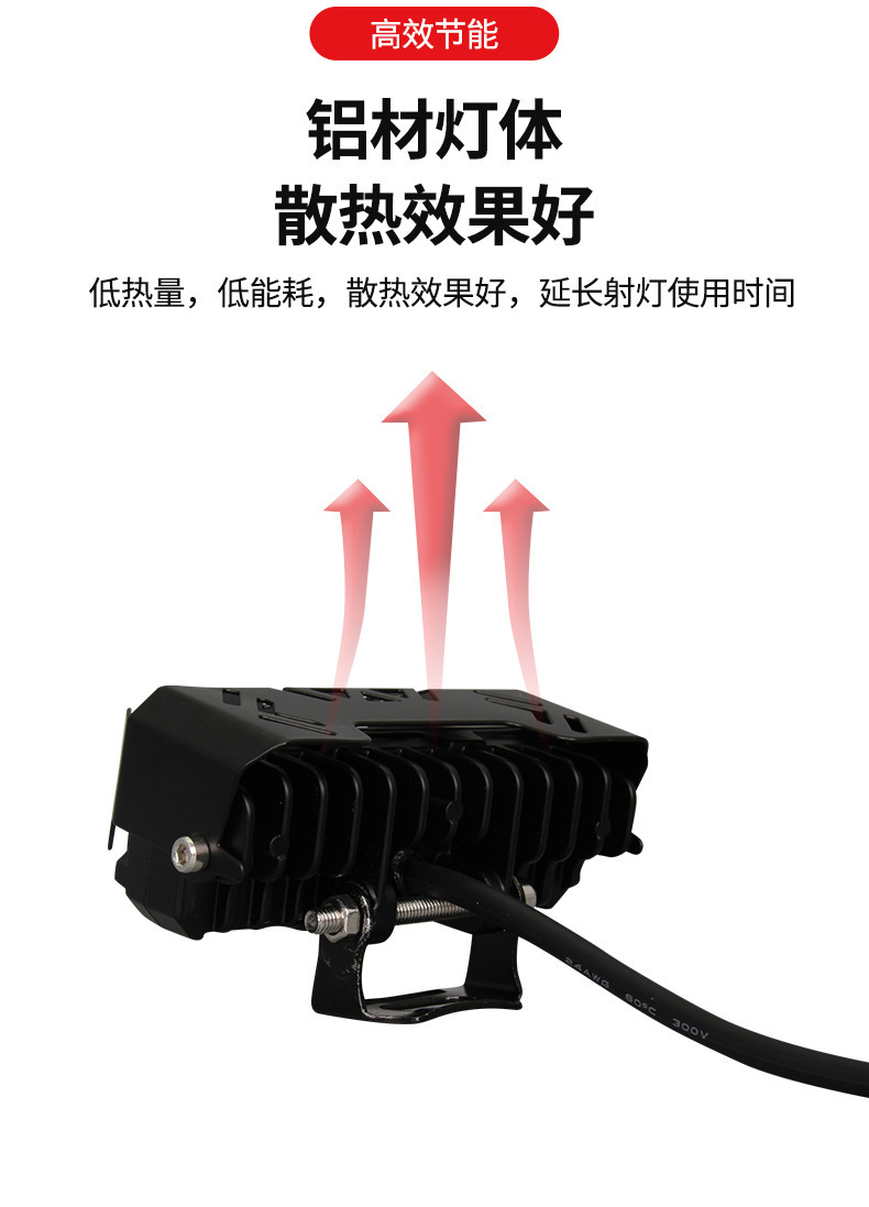 Motorcycle Spotlight with Three Led Bulbs, 60W Yellow and White High/Low Beam Laser Electric Vehicle Headlight, Three-Eye Spotlight