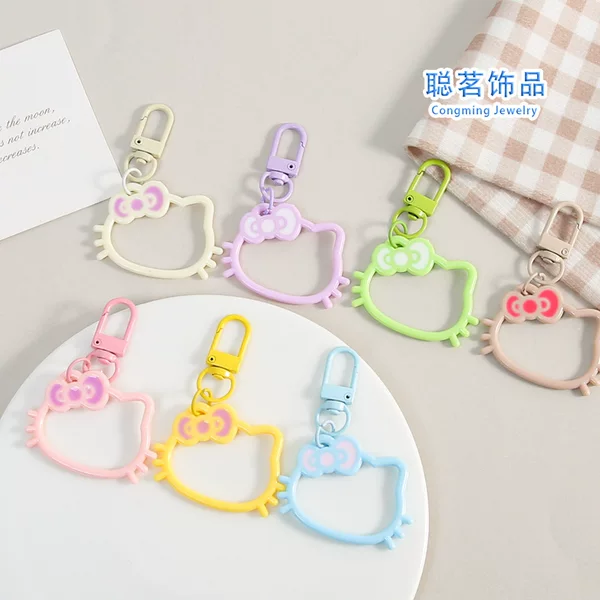 Cartoon Bow Kt Cat Keychain Pendant Cute Women's Bag DIY Decoration Small Gift Accessory Wholesale