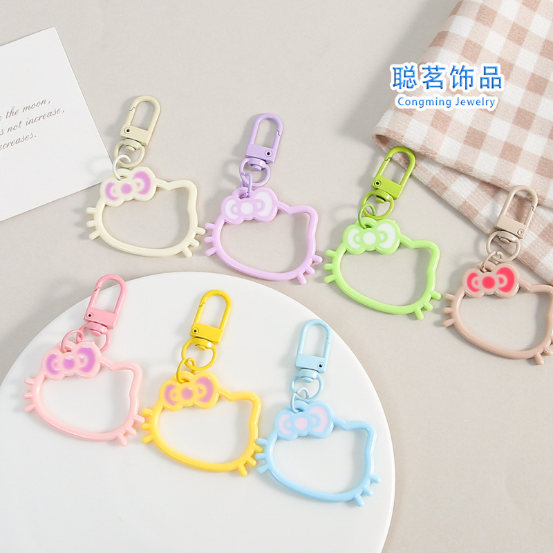 Cartoon Bow Kt Cat Keychain Pendant Cute Women's Bag DIY Decoration Small Gift Accessory Wholesale