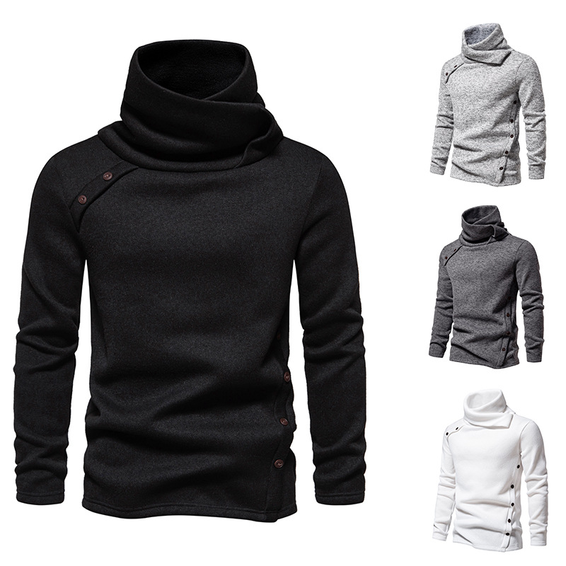 Herren Herbst und Winter neuer britischer Stil Pullover mit Florkragen, modischer, lässiger Kapuzenpullover_voghion.com
