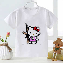Hello Kitty卡通印花儿童T恤男孩女孩时尚印花T恤儿童夏季上装