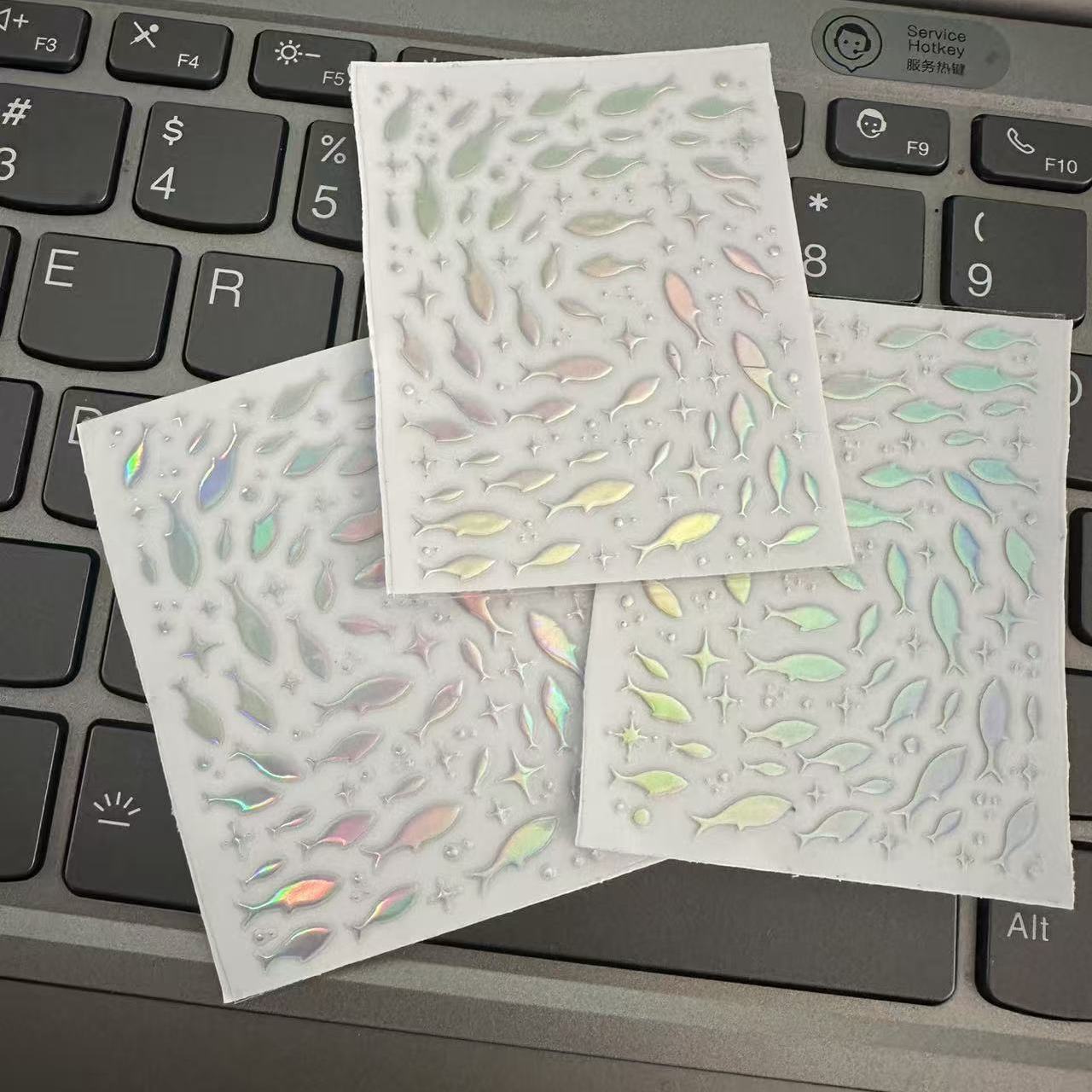 Nail art stickers laser ocean fish 3D three-dimensional small fish DIY phone tablet notebook decorative stickers