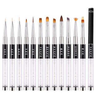 Diamond Rod Nail Art Painted Pen Set Wholesale Pull Line Light Therapy Pen Crystal Fan Line Pen Nail Art Tool Brush