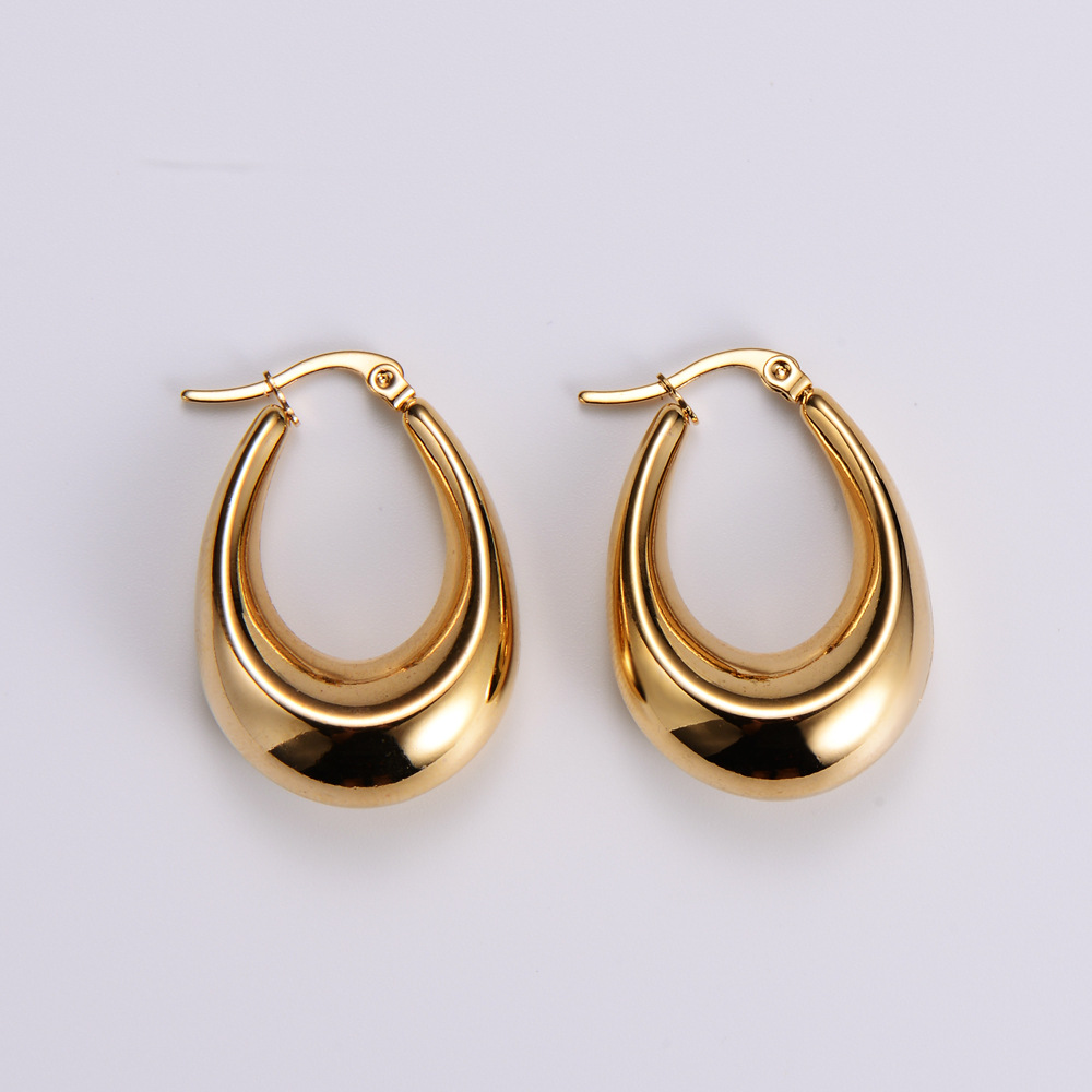 1 Pair French Style Water Droplets Plating Stainless Steel 18K Gold Plated Earrings display picture 3