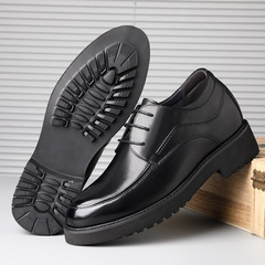 商務正裝皮鞋男士牛皮隱形內增高10cm英倫輕厚底鞋8cm真皮男皮鞋