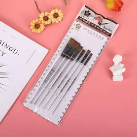 厂价直销樱花塑料短杆尼龙水粉水彩笔丙烯颜料画笔油画笔6支套装