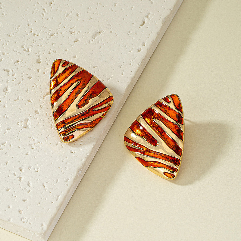 1 Pair Quantity 1 Pair Vintage Style Color Block Plating Alloy Ear Studs