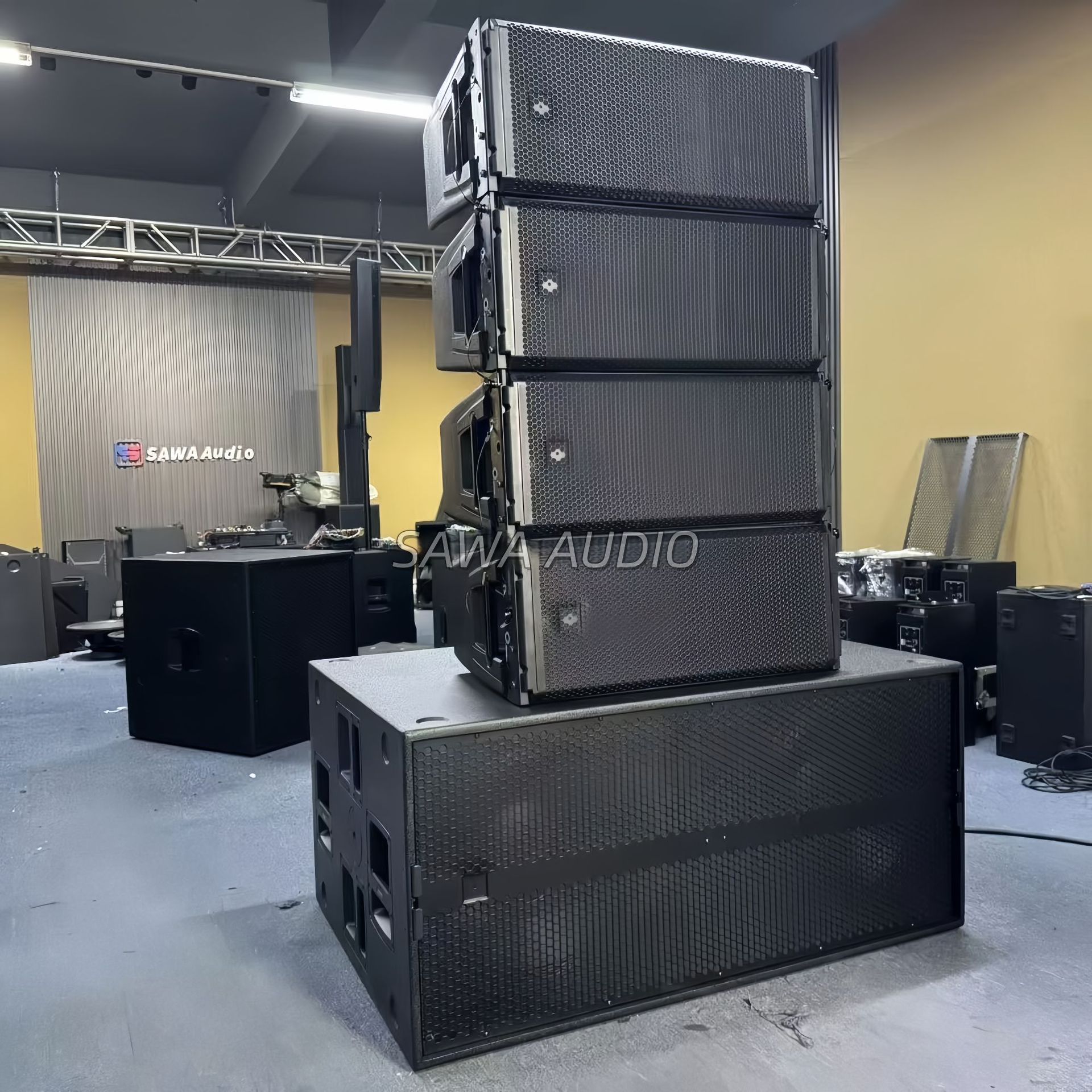 Altavoces de arreglo lineal con subwoofer dual de 18 pulgadas de alta potencia para presentaciones en escenario, audio profesional, conciertos, bares y altavoces de karaoke.