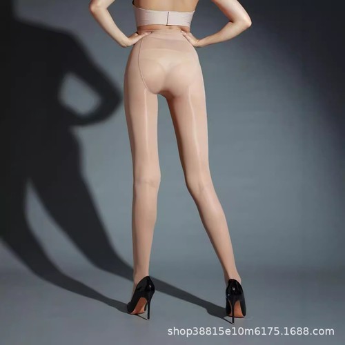 Sheer oil-slick pantyhose, silky glide, glossy oil sheen, women's leggings, radiant glow, black silk, black pantyhose, thin style