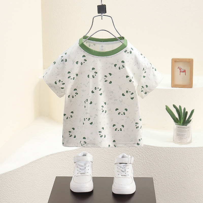 7825 traje de mono de verano para niños 2025 nueva ropa de dibujos animados para bebés ropa de verano de manga corta de estilo occidental para bebés y niños