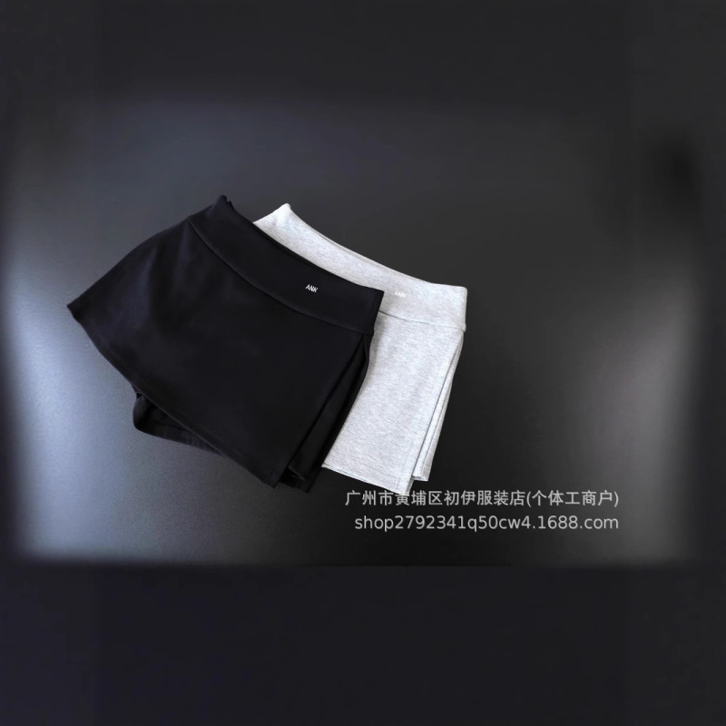 高バージョン~AN25夏の新しい多用途刺繍文字スリムサイドスリットホットショートキュロット女性用|undefined