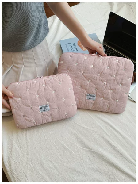 Korean Heart-Shaped Embroidery Thread Portable Tablet Bag Lightweight Inner Sleeve Bag 13.5inch Women's Laptop Bag