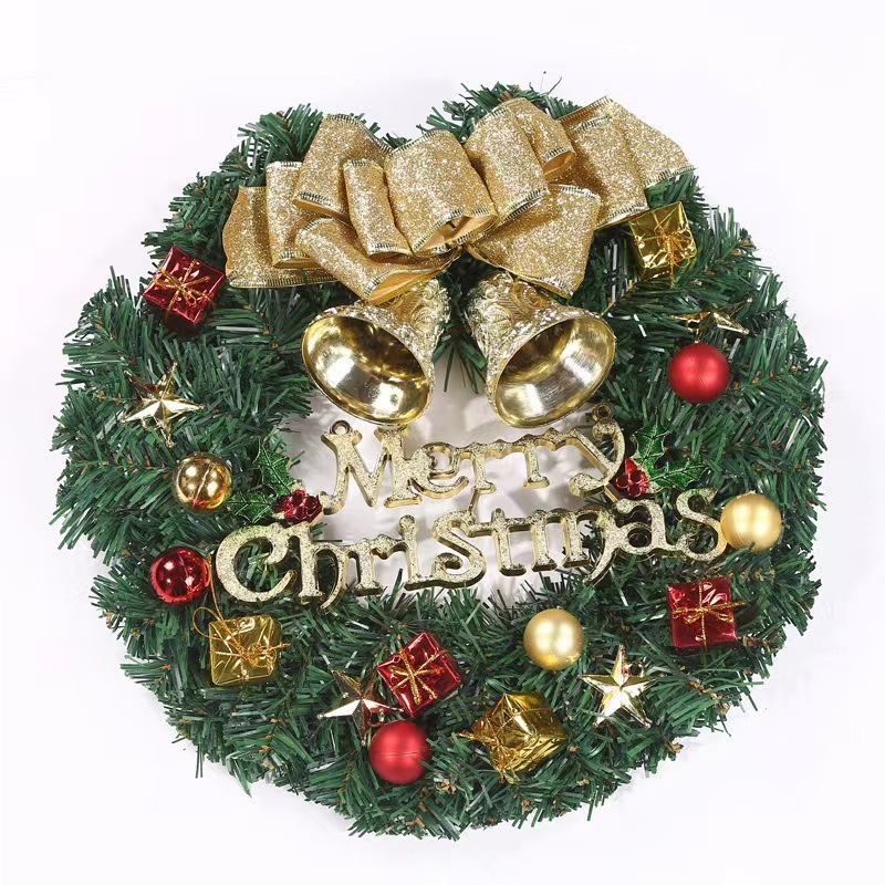 国境を越えたクリスマス装飾松針花輪手作りクリスマス白雪花輪門掛ショーウインドー装飾道具卸売り|undefined