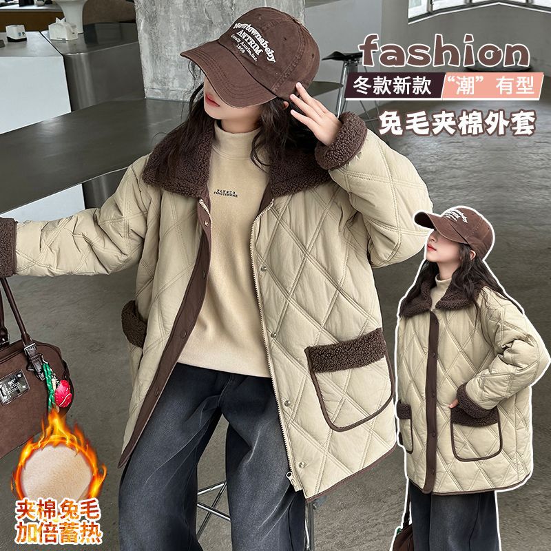 女童棉衣外套冬季加绒加厚2025新款6-12岁15休闲洋气中大儿童上衣