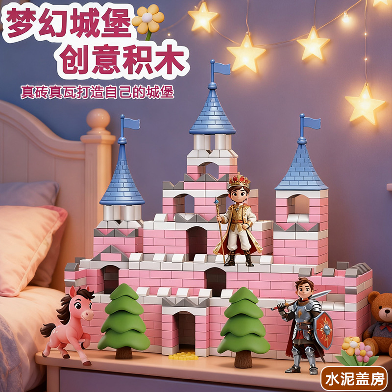 Children's DIY Handmade Hut Villa Mason Building House Wall Building Toy Educational Building Blocks Assembled Castle New