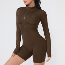 跨境欧美爆款高强度裸感紧身运动美背连体衣瑜伽服紧身跑步健身服