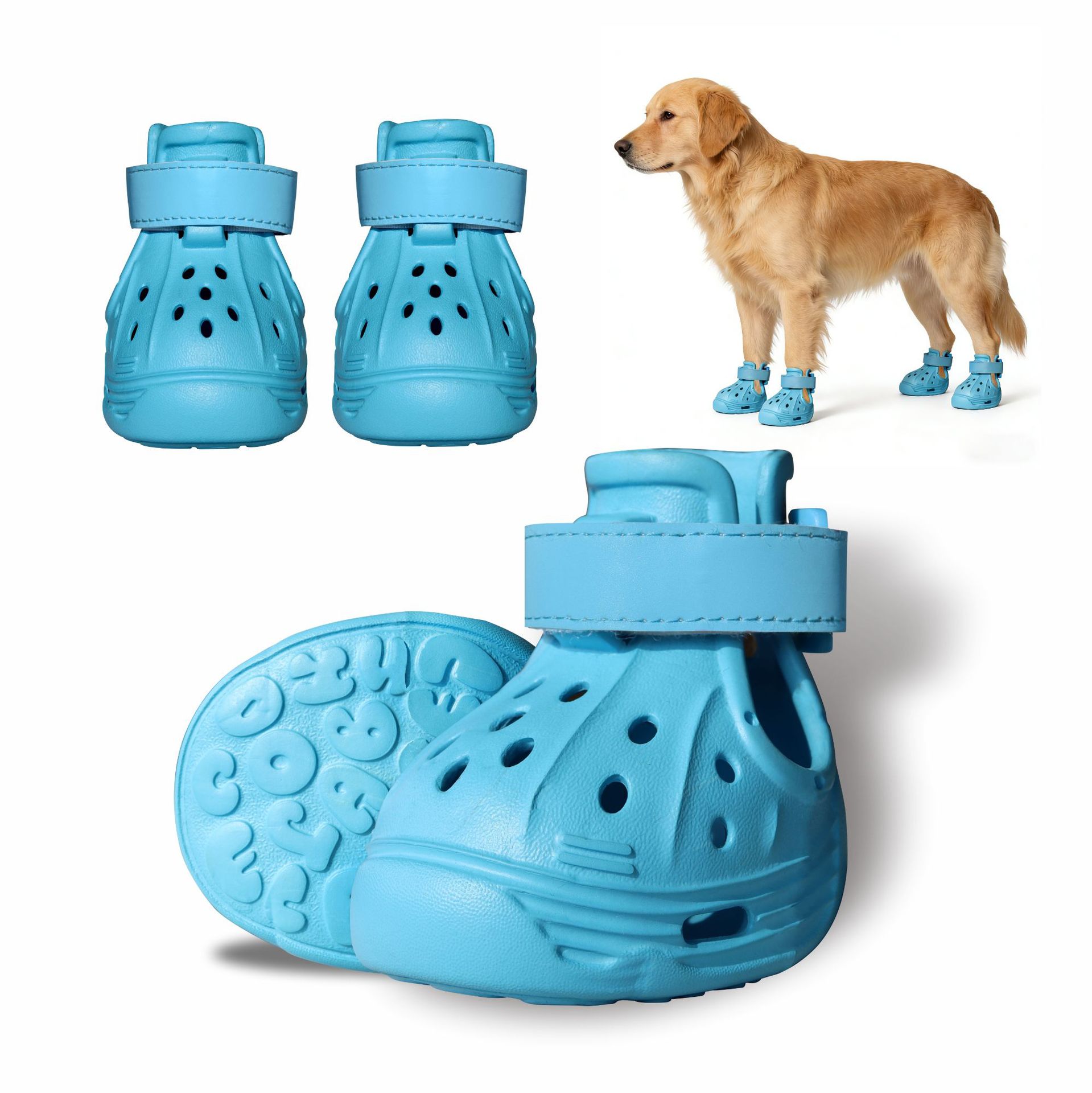 Nuevos zapatos transfronterizos de verano al aire libre para mascotas respirables, zapatos antideslizantes, zapatos ligeros para perros y perros