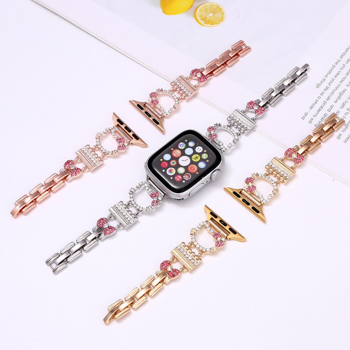KT Katie Kitten Diamond Metal Strap for applewatch Apple Watch iwatch9 Generation 8765432