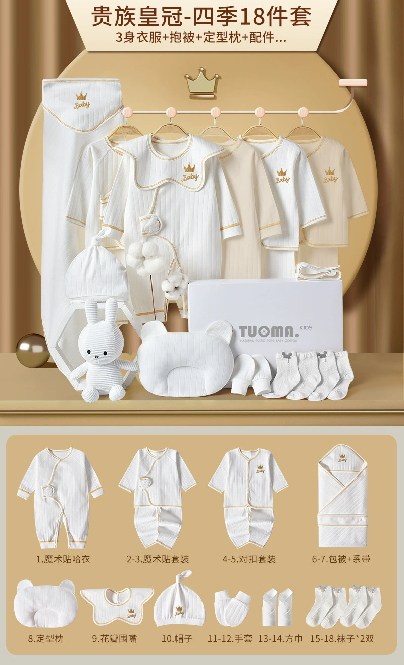 Tuoma Kids Cotton Baby Gift Set in Gift Box – Newborn Bodysuits & Accessories