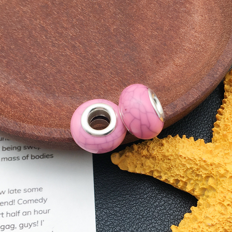 1 Rosa panjia agujero grande cuentas de colores accesorios de joyería redonda hecha a mano pulsera espaciador cuentas 20 estilos disponibles