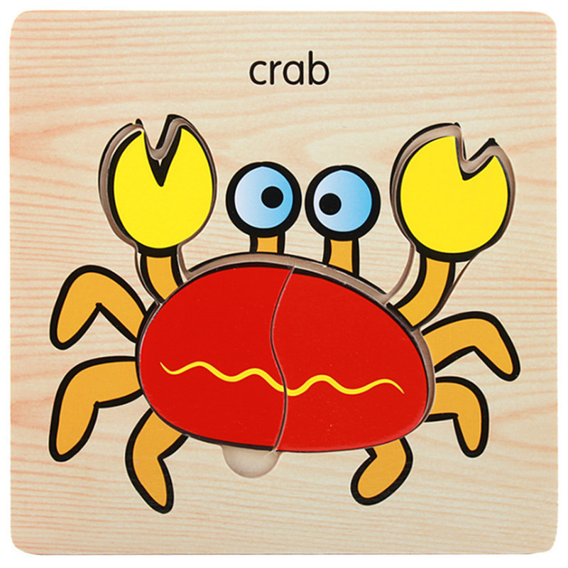 Nuevo rompecabezas tridimensional de madera de mano tráfico animal marino Ilustración cognición rompecabezas infantil juguete de rompecabezas de educación temprana