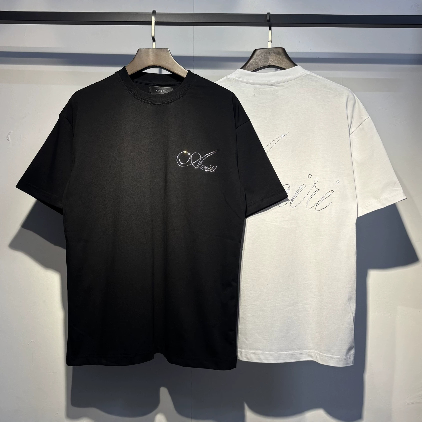 2026 Summer New AMI Letter Logo Rhinestone Pattern Round Neck Short Sleeve T-Shirt Unisex Wholesale
