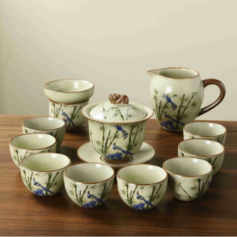 汝窑玫瑰盖碗礼盒装套装茶具茶壶茶杯商务伴手礼企业周年庆纪念批|undefined