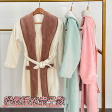 兔耳朵儿童睡袍秋冬中大童速干加厚保暖浴衣浴袍男童女童长袖睡衣